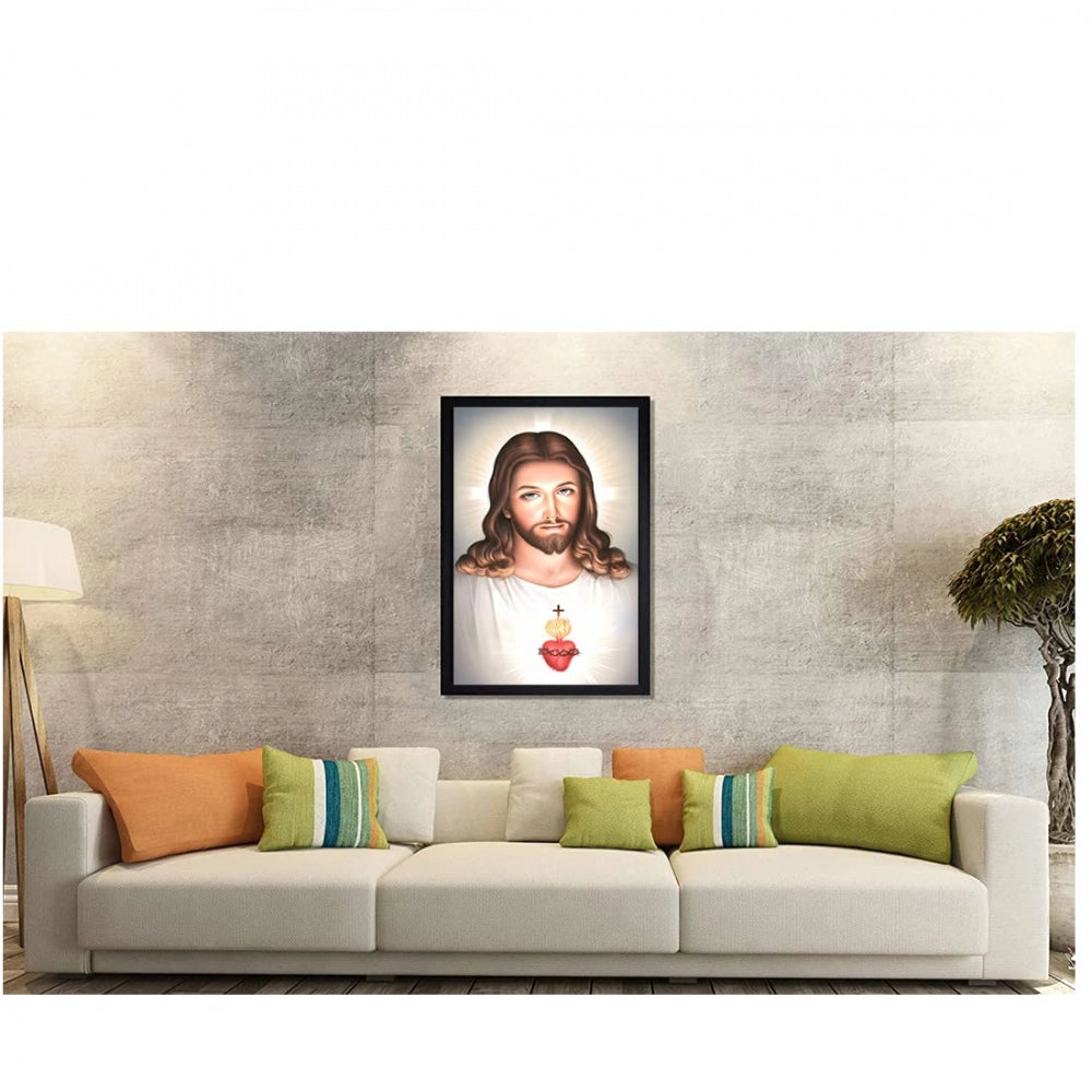 Generic Lord Jesus Christ Painting with Synthetic Photo Frame (Multicolor)