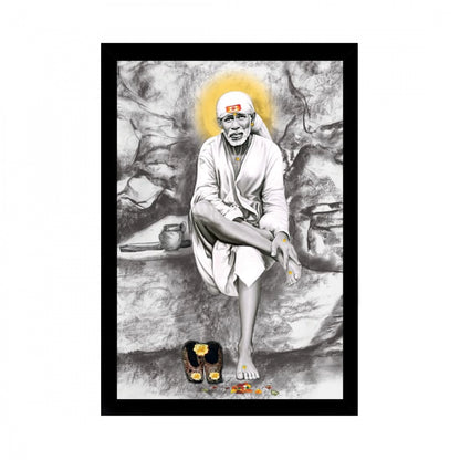 Generic Saibaba Painting with Synthetic Photo Frame (Multicolor)