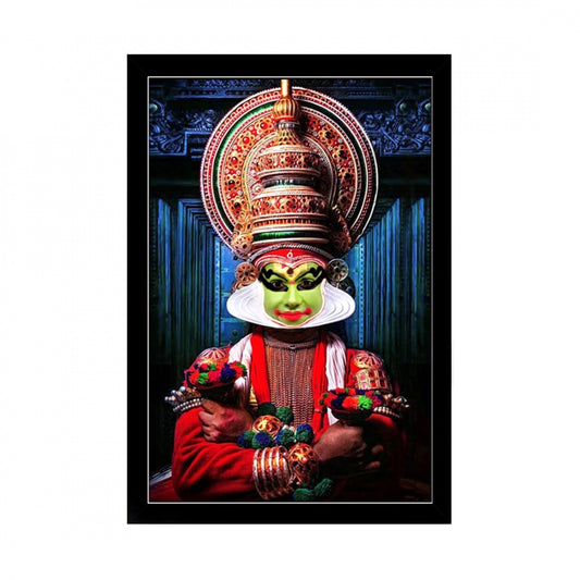 Generic Kerala Traditional Kathakali Painting with Synthetic Photo Frame (Multicolor)