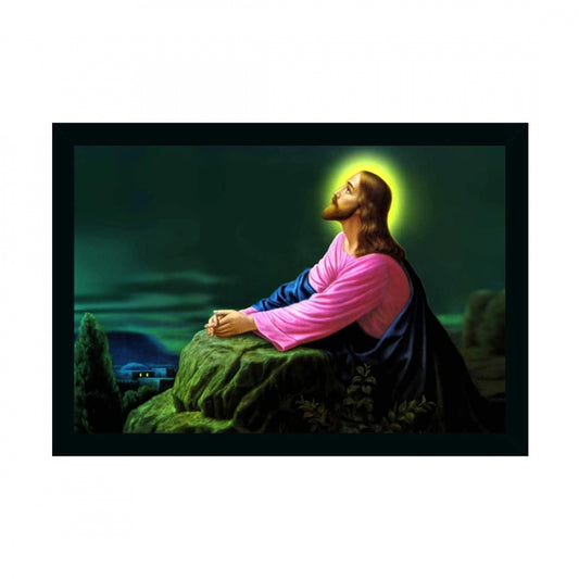 Generic Jesus Christ Painting with Synthetic Photo Frame (Multicolor)