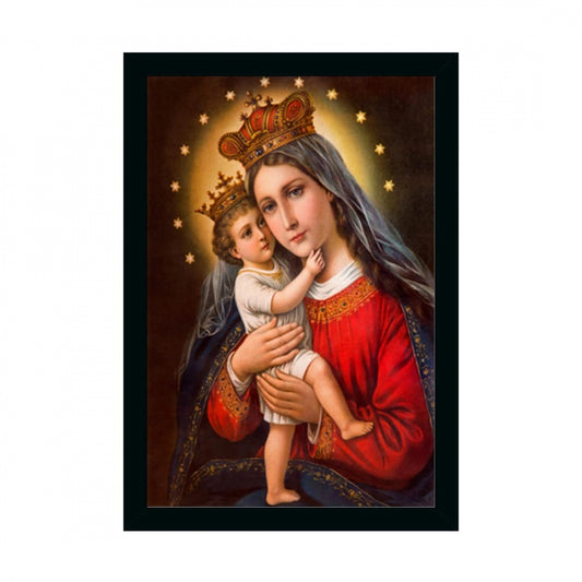 Generic Mother Mary Painting with Synthetic Photo Frame (Multicolor)