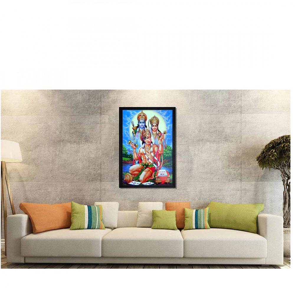 Generic Lord Hanuman Ji Painting with Synthetic Photo Frame (Multicolor)