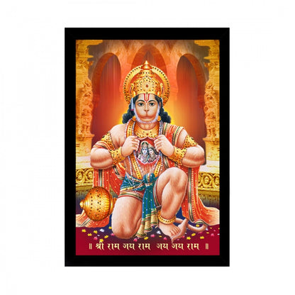 Generic Lord Hanuman Ji Painting with Synthetic Photo Frame (Multicolor)