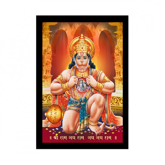 Generic Lord Hanuman Ji Painting with Synthetic Photo Frame (Multicolor)