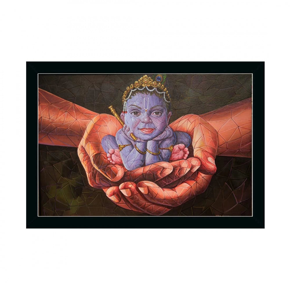 Generic Radha Krishna Painting with Synthetic Photo Frame (Multicolor)