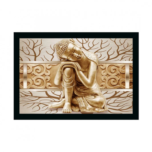 Generic Buddha Painting with Synthetic Photo Frame (Multicolor)