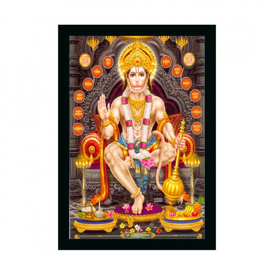 Generic Hanuman Ji Painting with Synthetic Photo Frame (Multicolor)