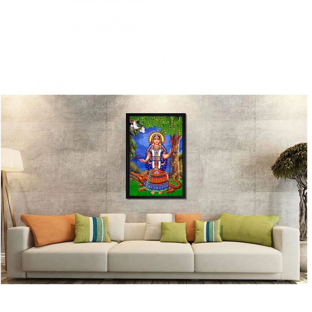 Generic Maa Khodal Painting with Synthetic Photo Frame (Multicolor)