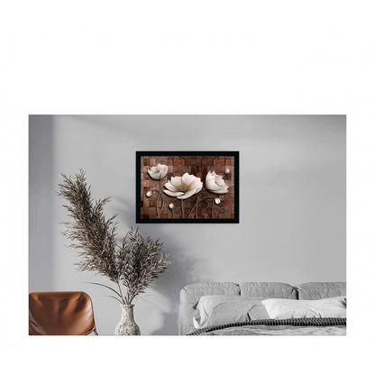 Generic Flower Painting with Synthetic Photo Frame (Multicolor)