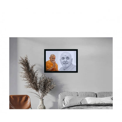 Generic Pramukh Swami and Mahant Swami Painting with Synthetic Photo Frame (Multicolor)