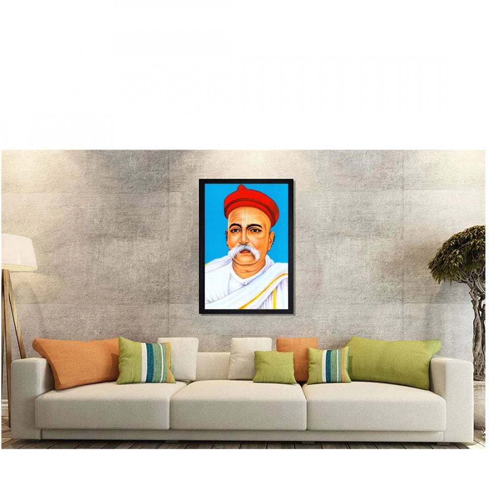 Generic Bal Gangadhar Tilak Painting with Synthetic Photo Frame (Multicolor)