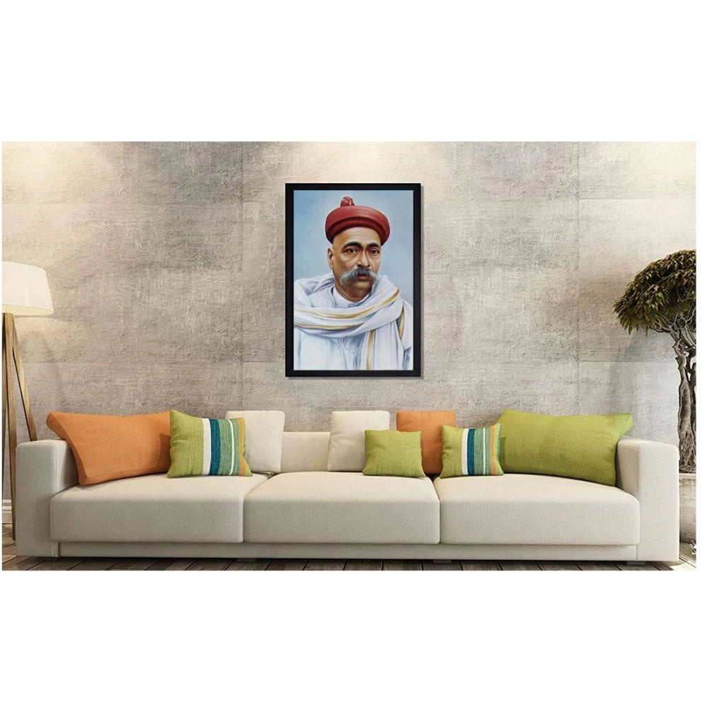 Generic Bal Gangadhar Tilak Painting with Synthetic Photo Frame (Multicolor)