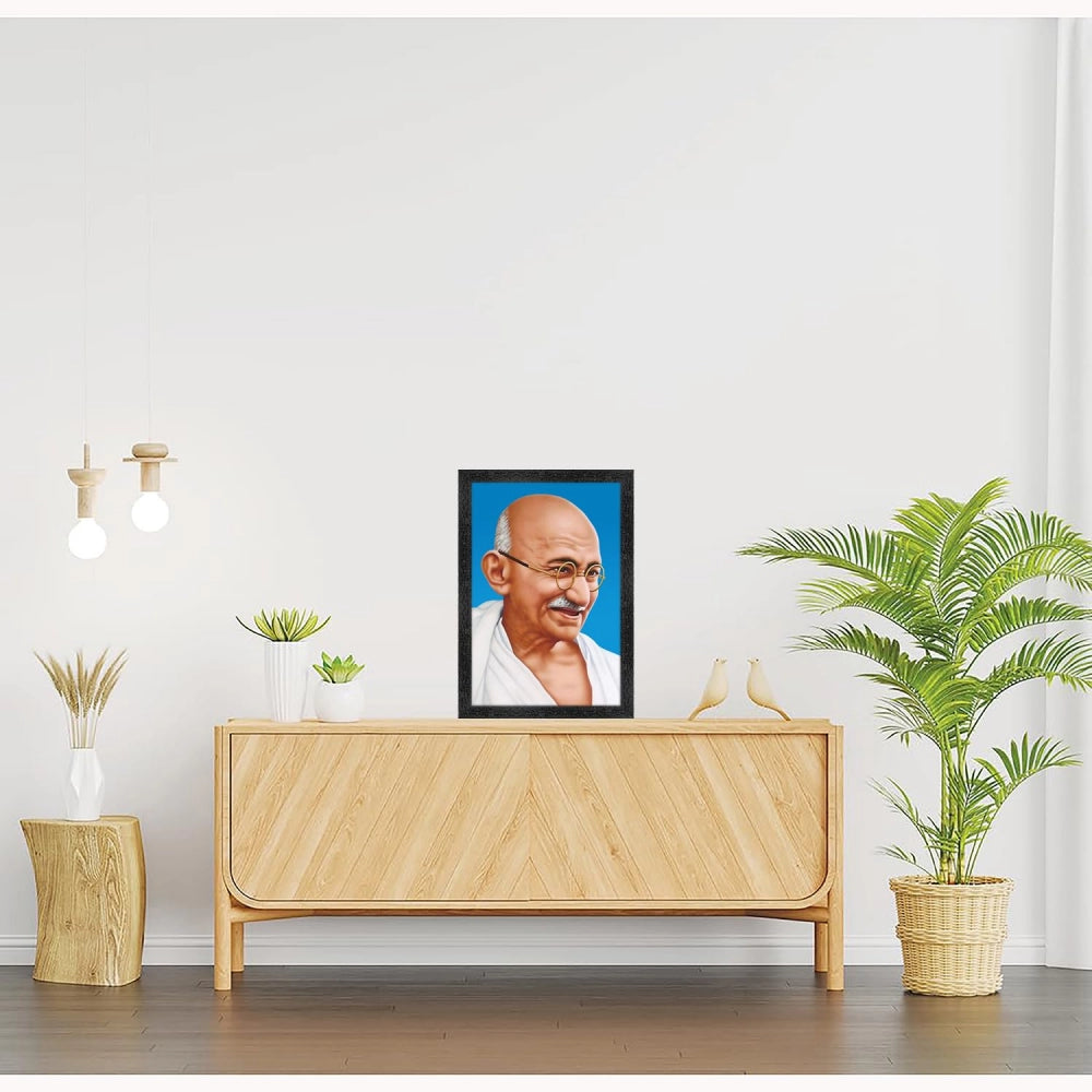 Generic Mahatma Gandhi Ji Painting with Synthetic Photo Frame (Multicolor)