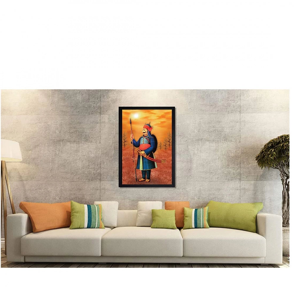 Generic Maharana Pratap Painting with Synthetic Photo Frame (Multicolor)