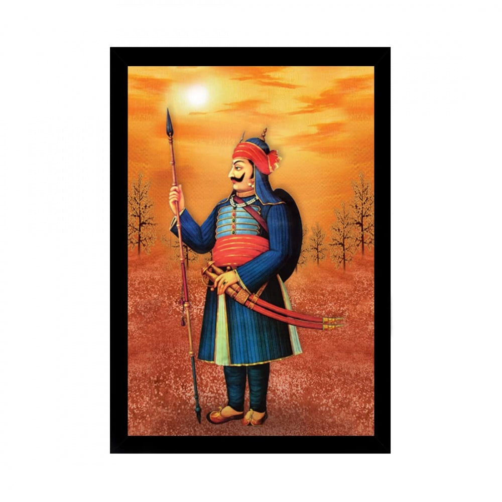 Generic Maharana Pratap Painting with Synthetic Photo Frame (Multicolor)