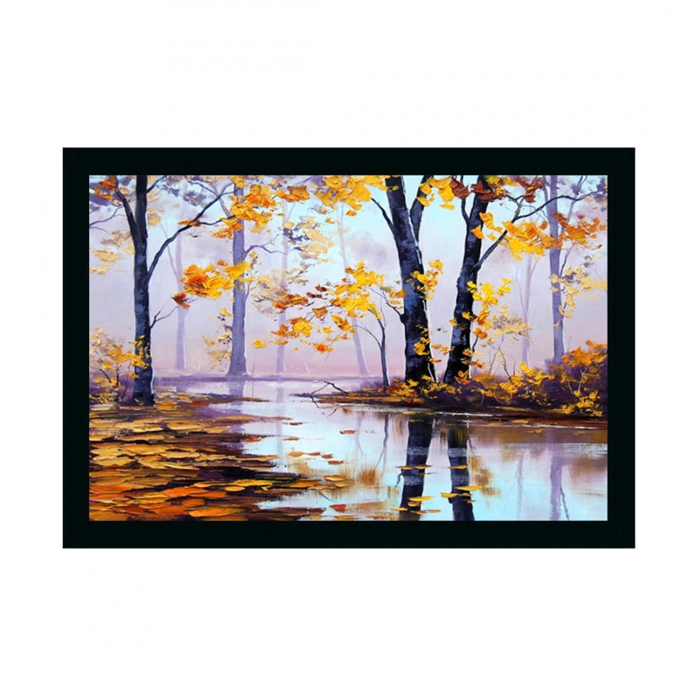 Generic Natural Scenery Painting with Synthetic Photo Frame (Multicolor)