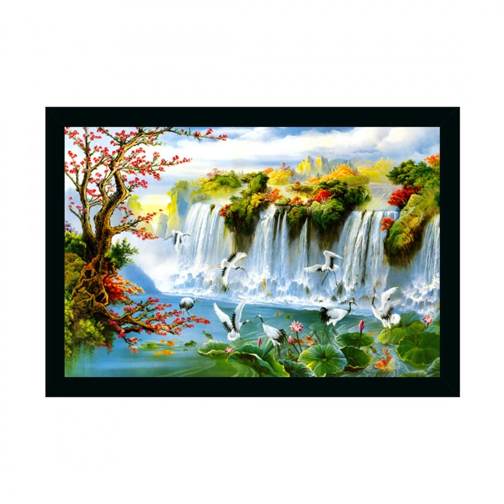 Generic Natural Scenery Painting with Synthetic Photo Frame (Multicolor)