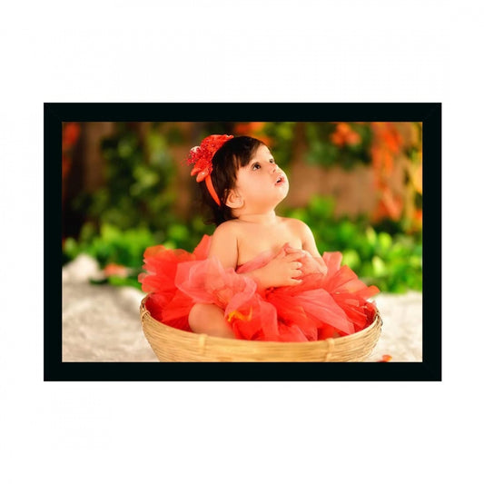 Generic Baby Photo Painting with Synthetic Photo Frame (Multicolor)