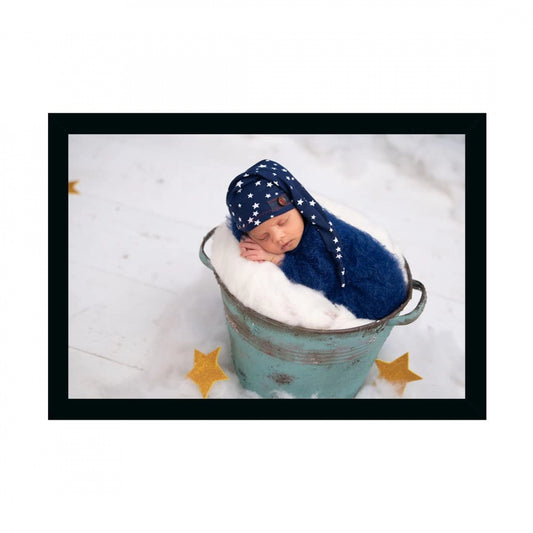 Generic Baby Photo Painting with Synthetic Photo Frame (Multicolor)