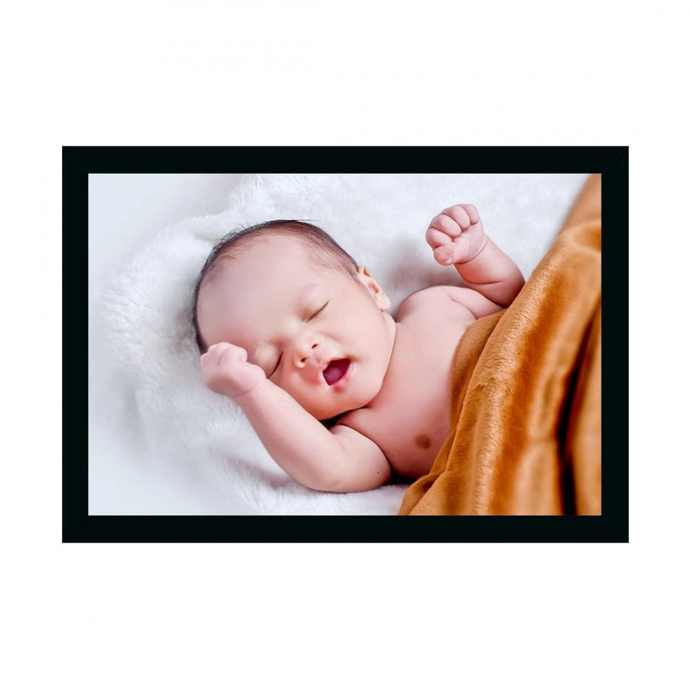 Generic Baby Photo Painting with Synthetic Photo Frame (Multicolor)