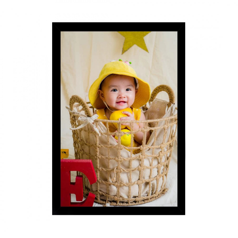 Generic Baby Photo Painting with Synthetic Photo Frame (Multicolor)