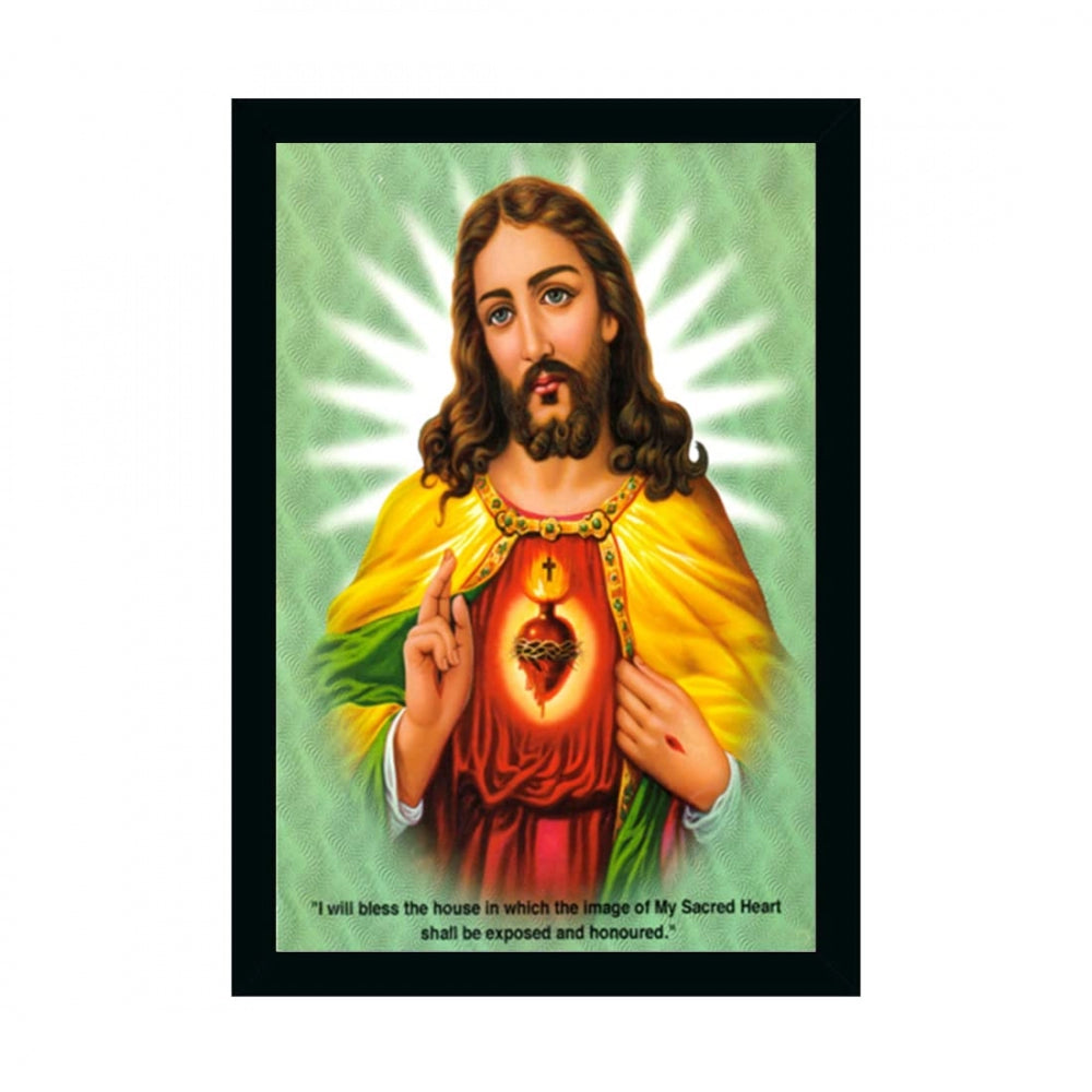 Generic Lord Jesus Christ Painting with Synthetic Photo Frame (Multicolor)