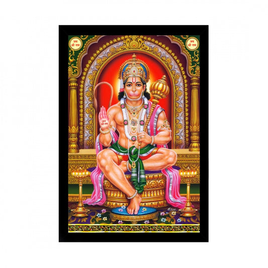 Generic Lord Hanuman Ji Painting with Synthetic Photo Frame (Multicolor)