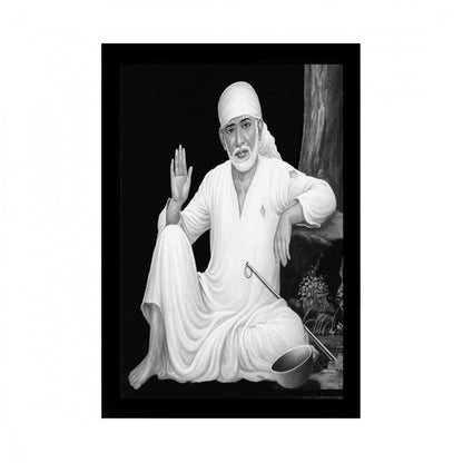 Generic Saibaba Painting with Synthetic Photo Frame (Multicolor)