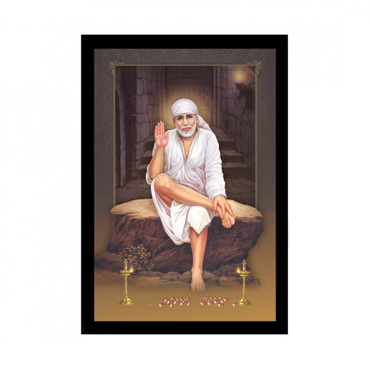 Generic Saibaba Painting with Synthetic Photo Frame (Multicolor)