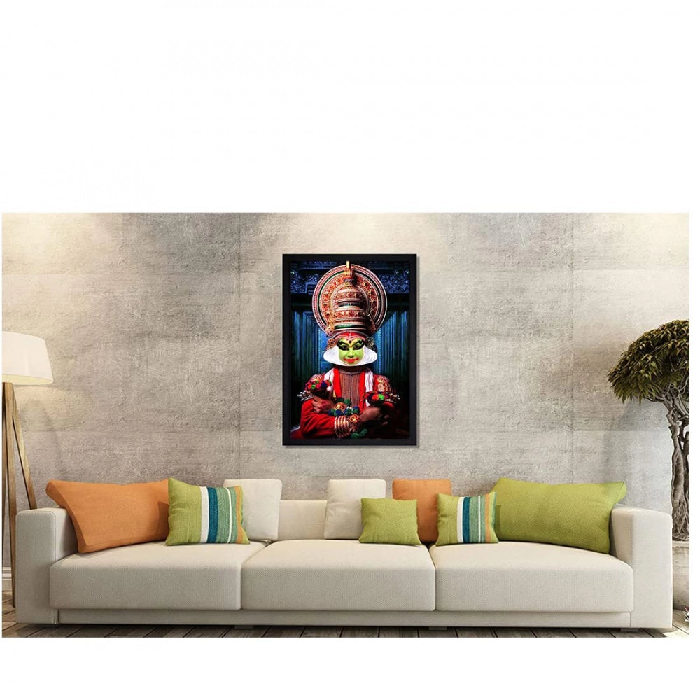 Generic Kerala Traditional Kathakali Painting with Synthetic Photo Frame (Multicolor)