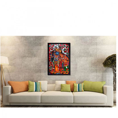 Generic Kerala Traditional Mural Art Painting with Synthetic Photo Frame (Multicolor)