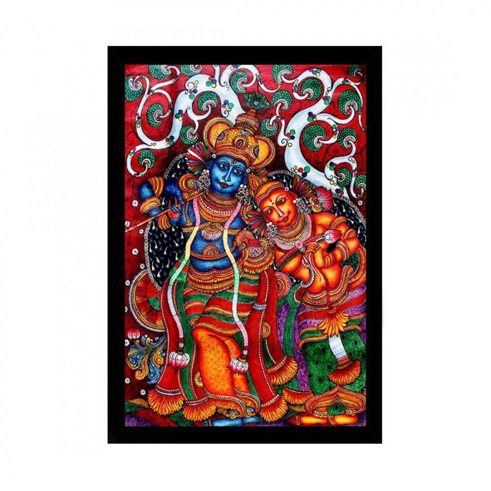 Generic Kerala Traditional Mural Art Painting with Synthetic Photo Frame (Multicolor)