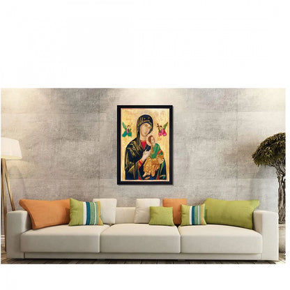 Generic Mother Mary Painting with Synthetic Photo Frame (Multicolor)