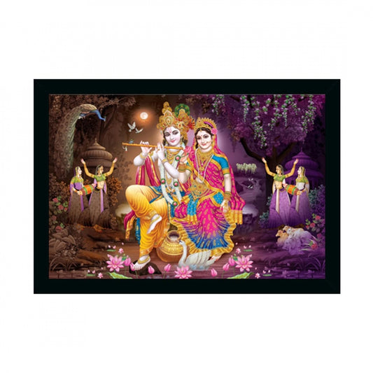 Generic Radha Krishna Painting with Synthetic Photo Frame (Multicolor)