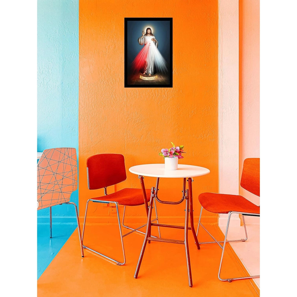 Generic Jesus Christ Painting with Synthetic Photo Frame (Multicolor)