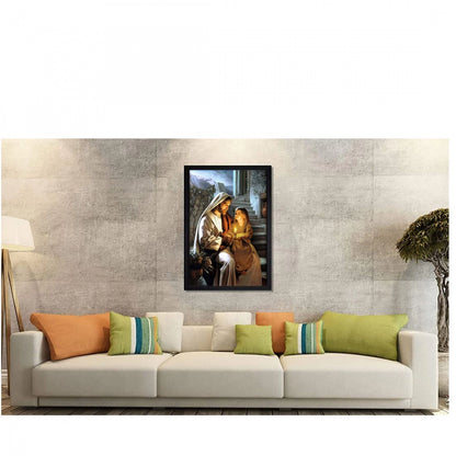 Generic Jesus Christ Painting with Synthetic Photo Frame (Multicolor)