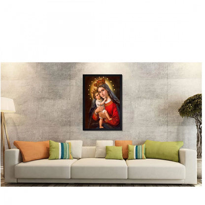 Generic Mother Mary Painting with Synthetic Photo Frame (Multicolor)