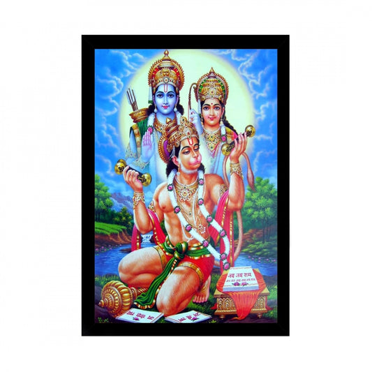 Generic Lord Hanuman Ji Painting with Synthetic Photo Frame (Multicolor)