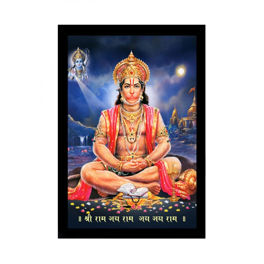 Generic Lord Hanuman Ji Painting with Synthetic Photo Frame (Multicolor)