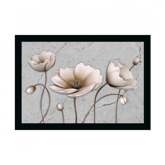 Generic Flower Painting with Synthetic Photo Frame (Multicolor)