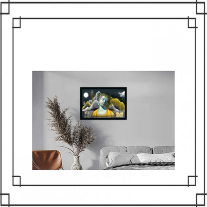 Generic Buddha Painting with Synthetic Photo Frame (Multicolor)