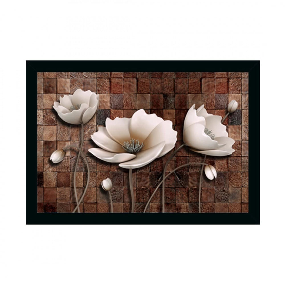 Generic Flower Painting with Synthetic Photo Frame (Multicolor)