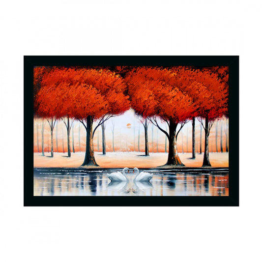 Generic Tree Painting Painting with Synthetic Photo Frame (Multicolor)