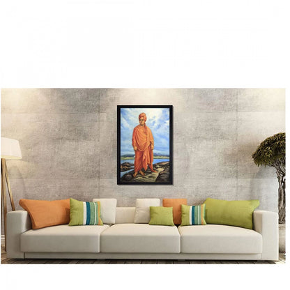 Generic Swami Vivekanand Painting Painting with Synthetic Photo Frame (Multicolor)