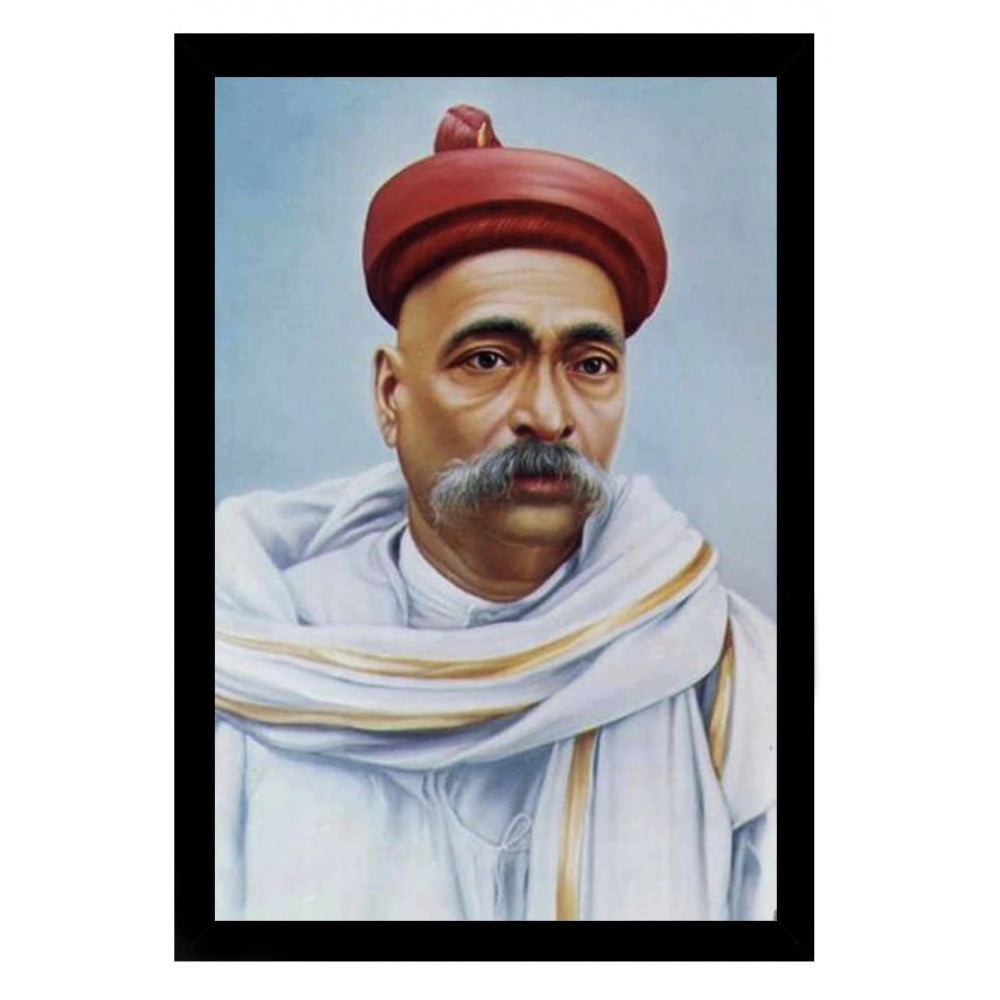 Generic Bal Gangadhar Tilak Painting with Synthetic Photo Frame (Multicolor)