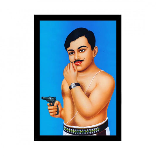 Generic Chandra Shekhar Azad Painting with Synthetic Photo Frame (Multicolor)