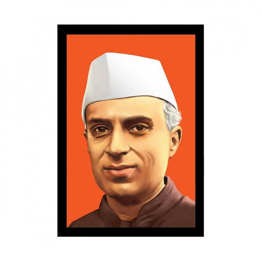 Generic Jawaharlal Nehru Painting with Synthetic Photo Frame (Multicolor)