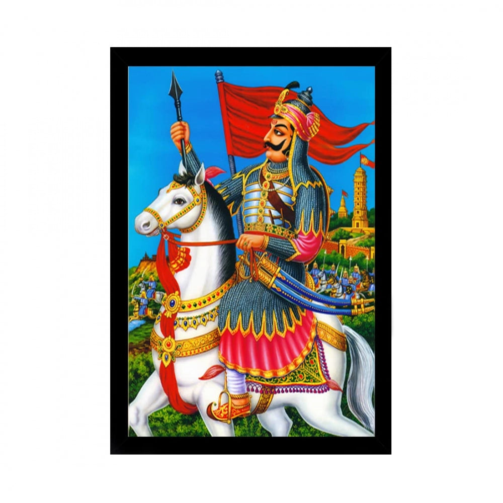 Generic Maharana Pratap Painting with Synthetic Photo Frame (Multicolor)