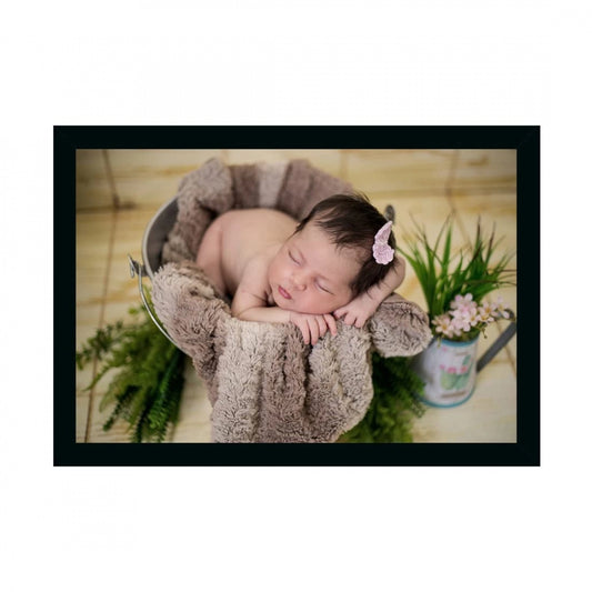 Generic Baby Photo Painting with Synthetic Photo Frame (Multicolor)