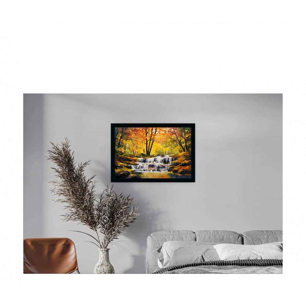 Generic Natural Wate Painting with Synthetic Photo Frame (Multicolor)